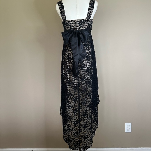 Y2K Whimsigoth Black Lace Semi Formal Dress Women M High Low Dark Coquette Fairy - Picture 5 of 9
